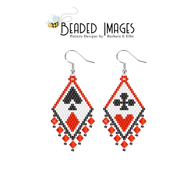 Poker Playing Cards Beaded Earring PATTERN 398