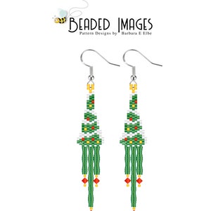 Snowy Christmas Tree Beaded Earring PATTERN 206