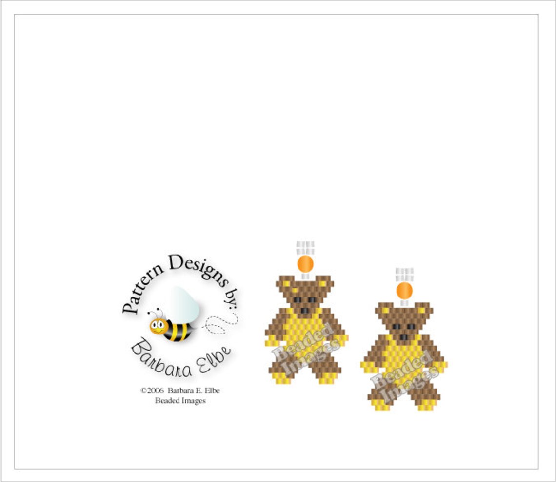Download Teddy Bear Beaded Earring Pattern Brick Stitch or Peyote | Etsy