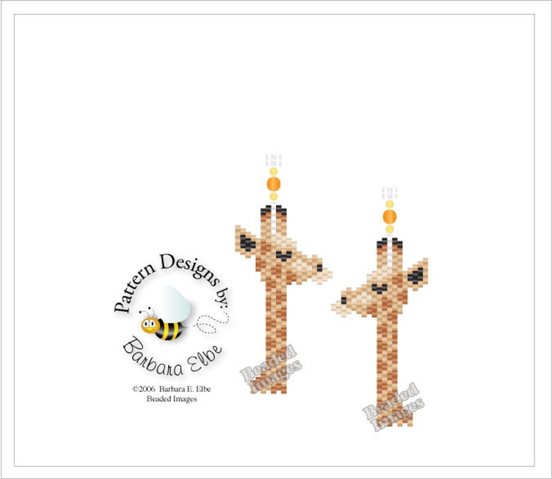 Download Giraffe Beaded Earring Pattern Brick Stitch or Peyote | Etsy