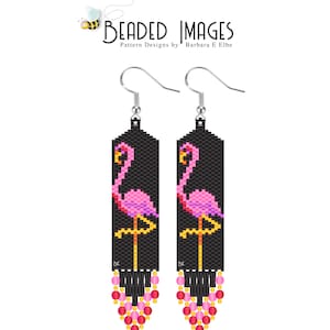 Pink Flamingo Beaded Earring Brick or Peyote Pattern #101