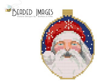 Christmas Santa Ornament Beaded Square Stitch or Loom PATTERN 392