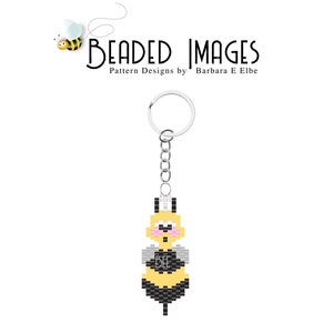 Happy Bee Beaded Earring or Charm Pattern - Brick or Peyote Stitch pdf Download for Miyuki Delica Seed Beads #387