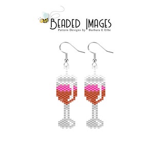 Wine Glass Beaded Earring or Charm PATTERN 414 image 1