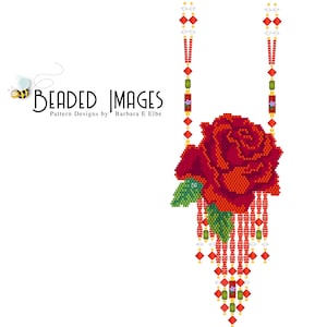 Red Rose Amulet Purse Brick/Peyote PATTERN 34
