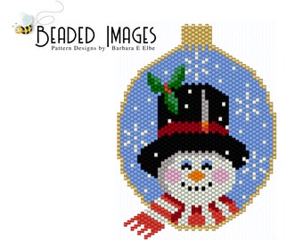 Christmas Snowman Brick or Peyote Beaded Ornament PATTERN 394