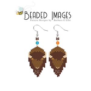 Mönster för örhängen eller berlocker med buffelpärlor: Brick Stitch, Miyuki Delica-pärlor (PDF-nedladdning) #419