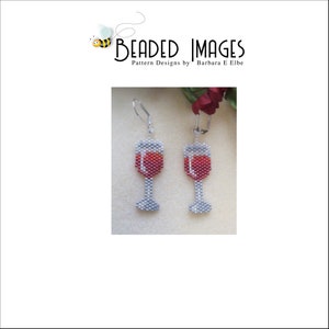 Wine Glass Beaded Earring or Charm PATTERN 414 image 2