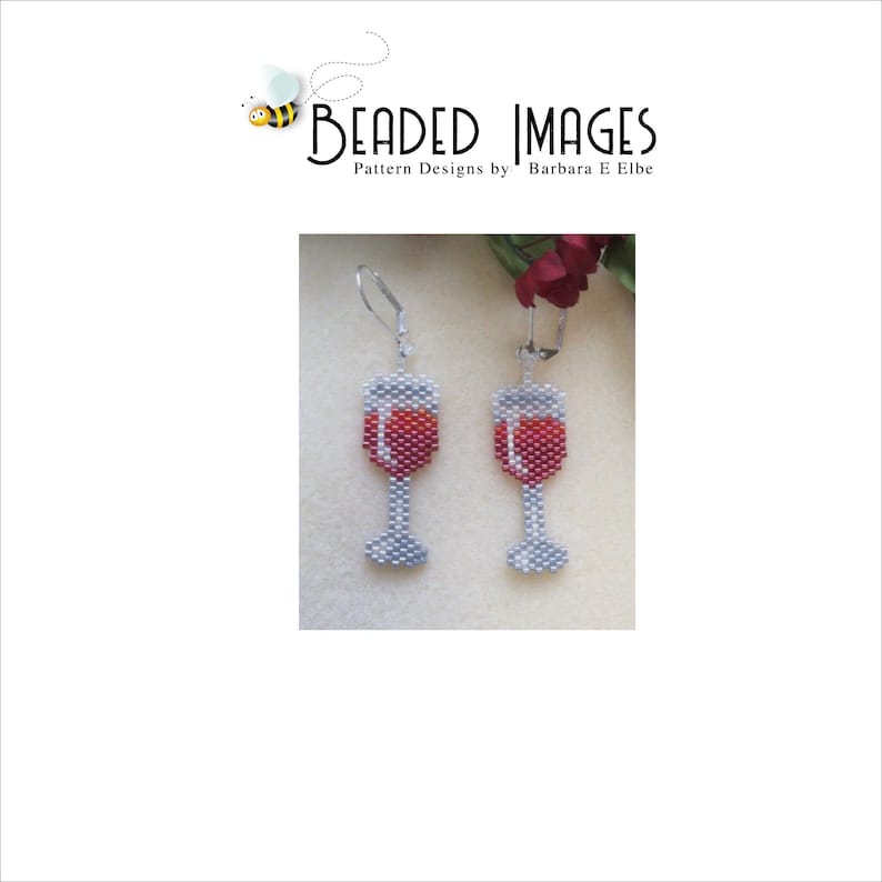 Wine Glass Beaded Earring or Charm PATTERN 414 image 2