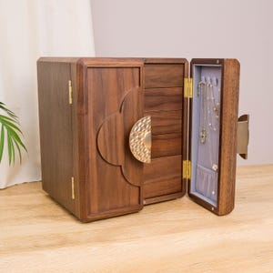 Cajas de joyería/Joyero grande de madera de nogal/Caja de almacenamiento de joyas hecha a mano/Regalos del Día de la Madre/Regalo para ella