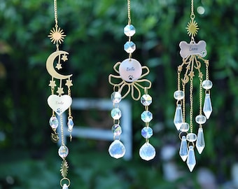 Puente arcoíris personalizado para mascotas, dijes grabados para mascotas queridas, atrapasol de cristal, regalo conmemorativo para mascotas, regalo para la pérdida de una mascota, regalo para amantes de las mascotas