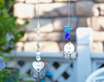 Puente arcoíris personalizado para mascotas, dijes grabados para mascotas queridas, atrapasol de cristal, regalo conmemorativo para mascotas, regalo para la pérdida de una mascota, regalo para amantes de las mascotas