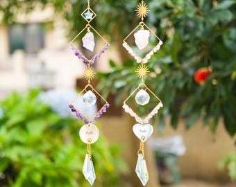 Puente arcoíris personalizado con piedra curativa para mascotas, dijes grabados para mascotas queridas, atrapasol de cristal, regalo conmemorativo para mascotas, regalo para la pérdida de una mascota, regalo para amantes de las mascotas