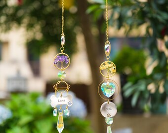 Puente arcoíris personalizado con diseño de árbol de la vida para mascotas, dijes grabados para mascotas queridas, atrapasol de cristal, regalo conmemorativo para mascotas, regalo para amantes de las mascotas