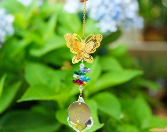 Puente arcoíris personalizado para mascotas, dijes grabados para mascotas queridas, atrapasol de cristal, regalo conmemorativo para mascotas, regalo para la pérdida de una mascota, regalo para amantes de las mascotas