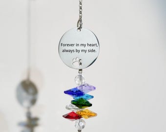 Puente Arcoíris Personalizado para Mascotas con Palabras Conmemorativas, Atrapasueños de Cristal Personalizado, Regalo por la Pérdida de una Mascota, Regalo por la Pérdida de un Gato, Regalo por la Pérdida de un Perro, Marcador de Tumba para Mascotas