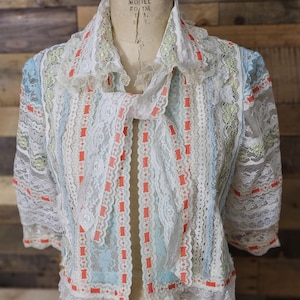 vintage lace jacket,lace jacket,colored lace jacket, textured jacket, boho chic, OOAK, oriniginsl design