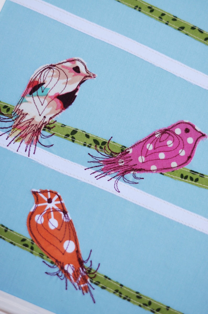 Shabby Chic Birds on a Wire Fiber Art Upcycled distressed | Etsy