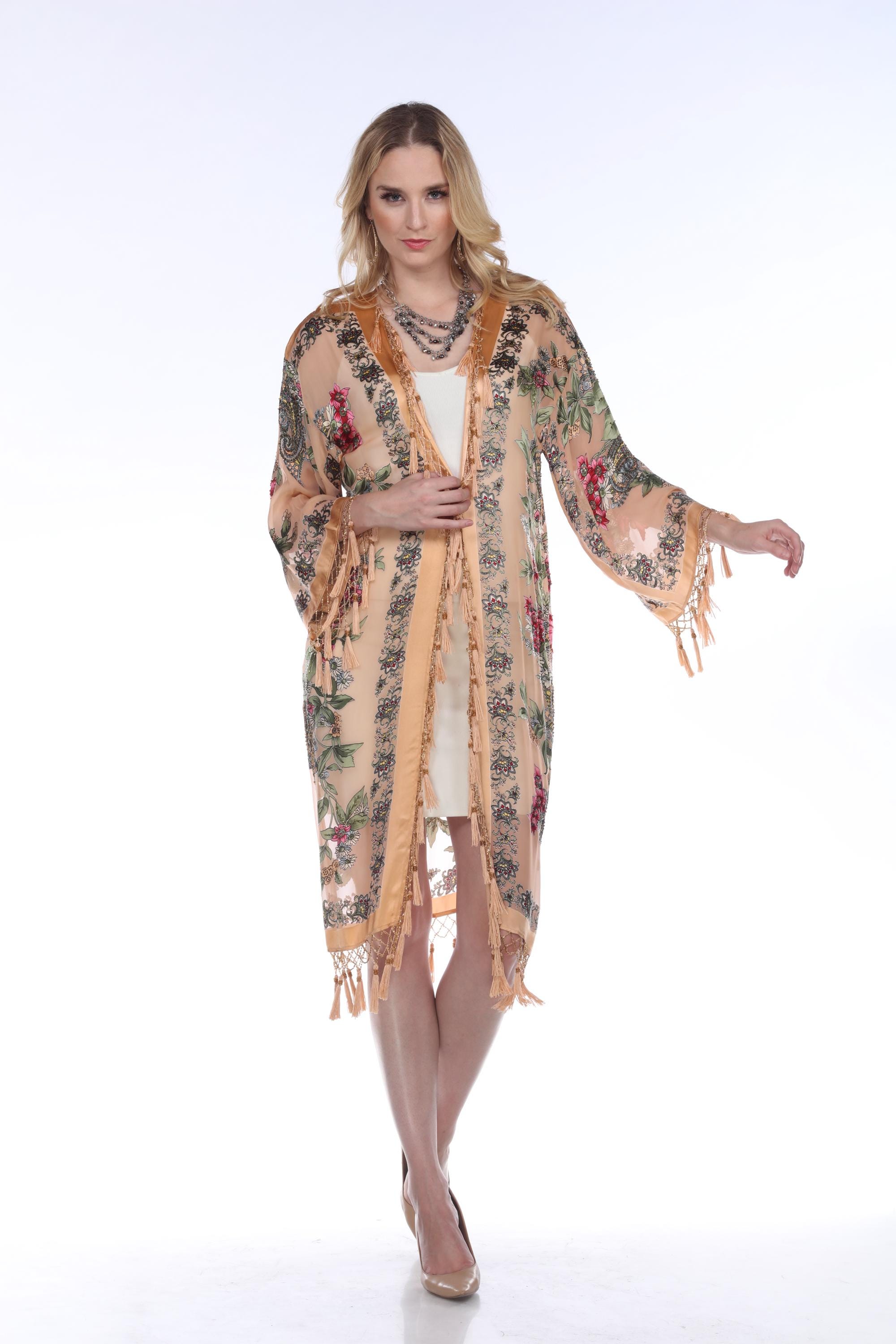 Longline Semi Sheer Floral Kimono