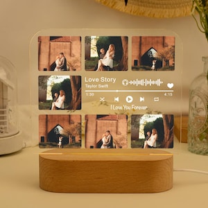 Personalized Song Night Light, Couple Gifts with Photo, Music Nightlight, Anniversary Gift for Her, Photo Gift for Boyfriend Girlfriend Gift