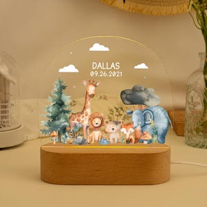 Personalized Night Light for Kids, Wild Animal Night Light for Baby, Cute Animal LED Bedside Lamp, Birthday Gift for Kid Boy Girl, Christmas