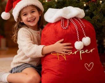 Personalized Large Santa Sack, Christmas Gift Bag, Santa Gift Bag, Family Christmas Bag, Christmas Bag for Kids, Holiday Gift Bag, Santa Bag