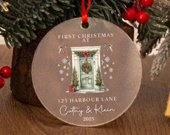 Adorno personalizado para la primera Navidad en un nuevo hogar, adorno para la primera Navidad en pareja en un nuevo hogar, recuerdo para un nuevo hogar, regalo de inauguración de la casa, Navidad.