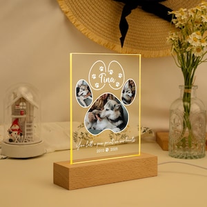 Personalized Pet Memorial Night Light, Pet Photo Collage Night Light, Custom Pet Plaque, Cat Dog Loss Gift, Pet Memorial Frame for Pet Lover