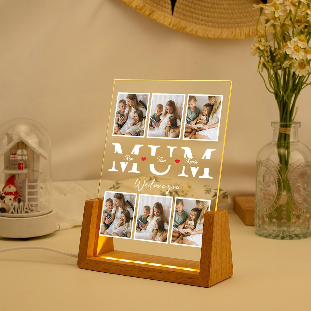 Personalized Mother Picture Frame Memorial Gift, Photo Night Light ...