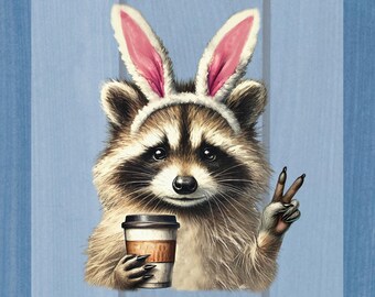 Easter Raccoon Bunny DTF Transfer - Ready To Press