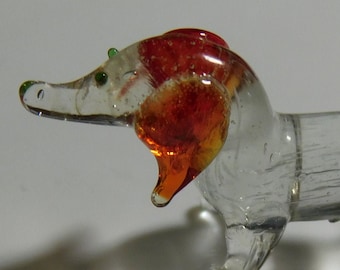 Vintage Miniature Glass Dachshund Dog For Dollhouse or Assemblage