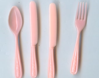 1950's Vintage Doll Pink Plastic Cutlery