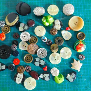 Destash Collection of 52 Mostly Vintage Buttons for Repurpose or Jewelry Making or Assemblage