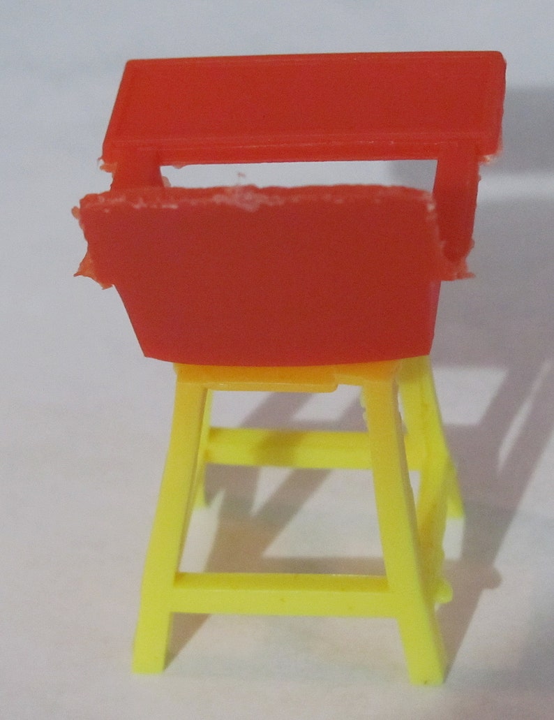 1950's Vintage Miniature Red and Yellow Kid's Highchair Plastic Furniture for Doll's House or Assemblage image 2