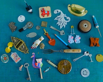 Destash Collection Junk Drawer of 36 Mostly Vintage Pieces for Repurpose or Jewelry Making or Assemblage