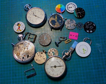 22 Watch Parts Some Vintage for Repurpose or Jewelry Making or Assemblage or watch making