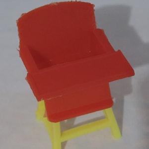 1950's Vintage Miniature Red and Yellow Kid's Highchair Plastic Furniture for Doll's House or Assemblage image 1