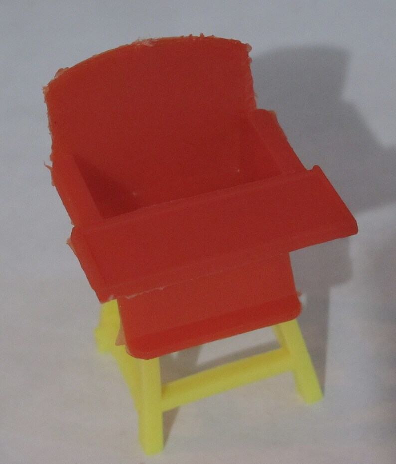 1950's Vintage Miniature Red and Yellow Kid's Highchair Plastic Furniture for Doll's House or Assemblage image 1