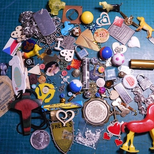 Destash Collection Junk Drawer of  105+  Pieces for Repurpose or Jewelry Making or Assemblage