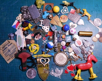 Destash Collection Junk Drawer of  105+  Pieces for Repurpose or Jewelry Making or Assemblage