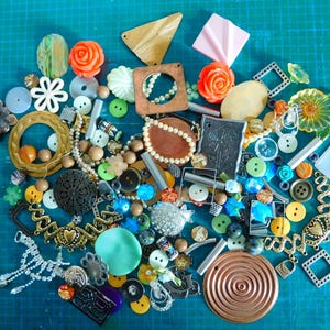 Destash Collection Junk Drawer of  100+ Jewelry Supplies for Repurpose or Jewelry Making or Assemblage Free Shipping