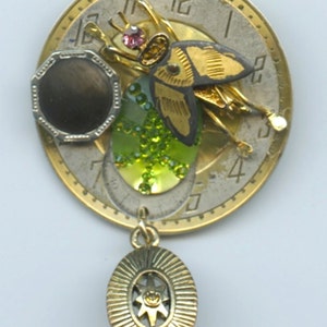 Originele Vintage Pocket Watch Face Broche Met Gulp