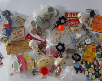 Destash Collection Junk Drawer of  200+  Pieces for Repurpose or Jewelry Making or Assemblage