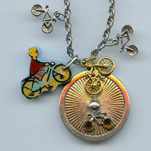 Bicycle Pendant With Vintage and Newer Charms