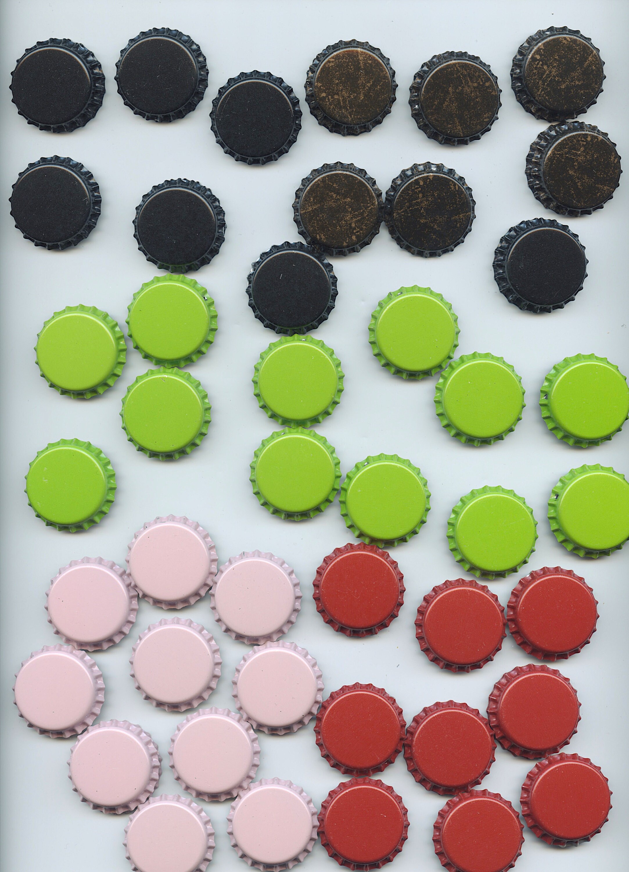 Painted Metal Bottle Caps Set of 57 Pink Black Lime Green Etsy