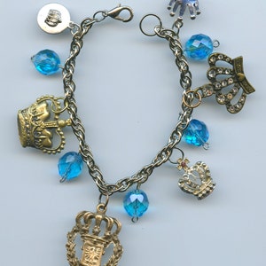 Crown Jewels  Charm Bracelet Made With Flea Market Treasures Original