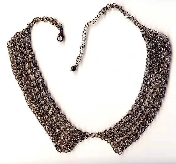 Vintage Multi Link Layers collar style necklace g… - image 1