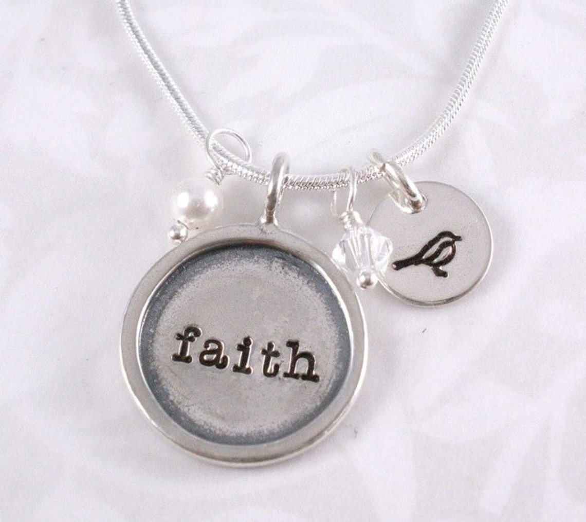 Hand Stamped Faith Necklace Etsy