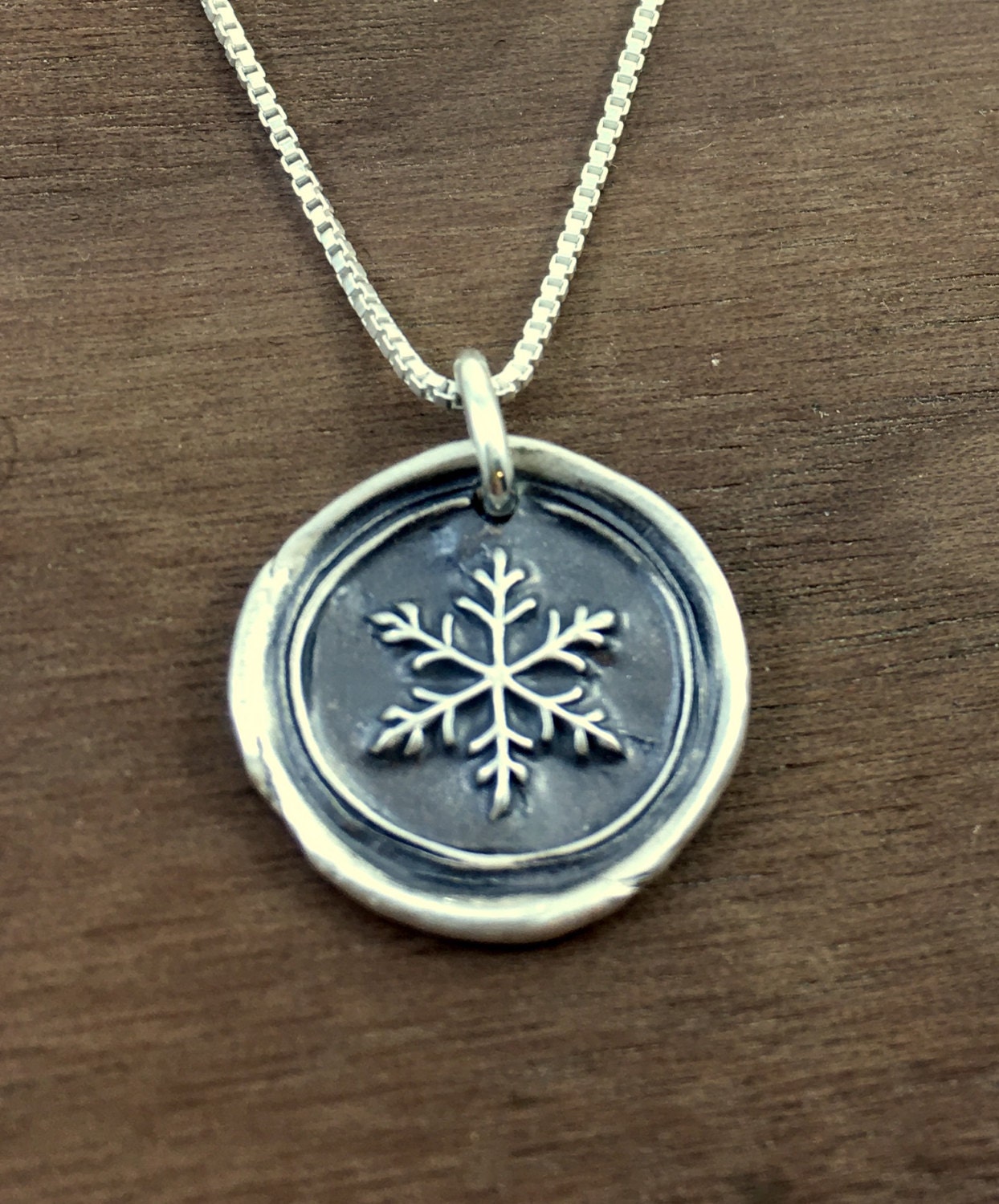 Snowflake Necklace/ Wax Seal Necklace/ Silver Snowflake/ Fine | Etsy