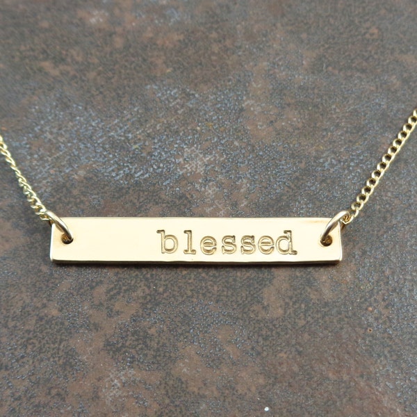 Gold Bar Custom Necklace - Personalized - Hand Stamped - Minimalist Jewelry
